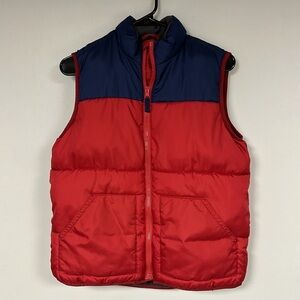 Cozy Old Navy Puffer Vest, Red & Blue with Gray Fleece lining,  Large (10 -12)
